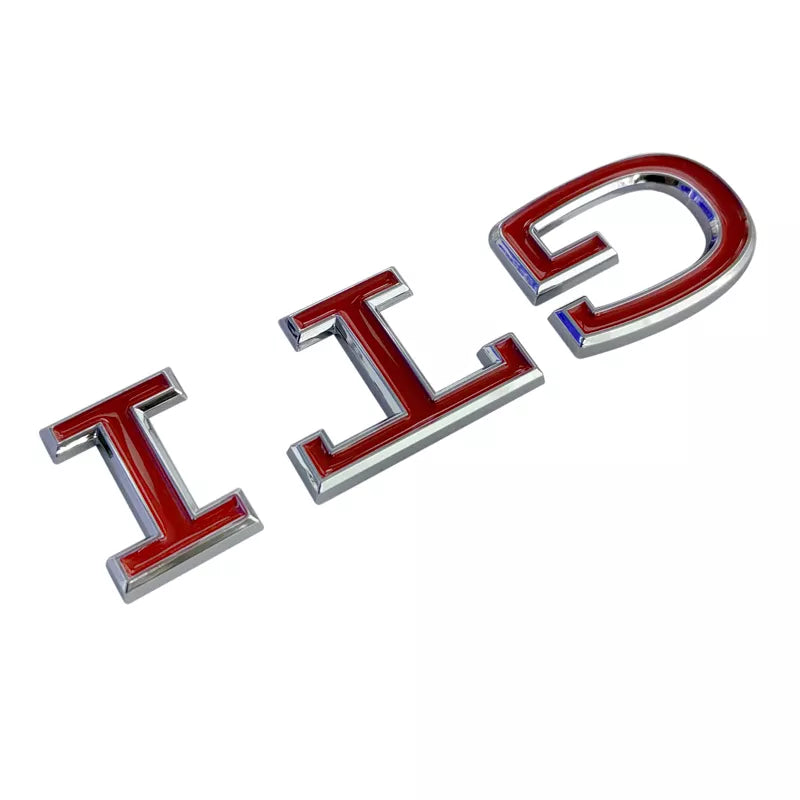 Volkswagen GTI Central Rear Boot Badge (2021+ Version) Black + Red / Red + Silver