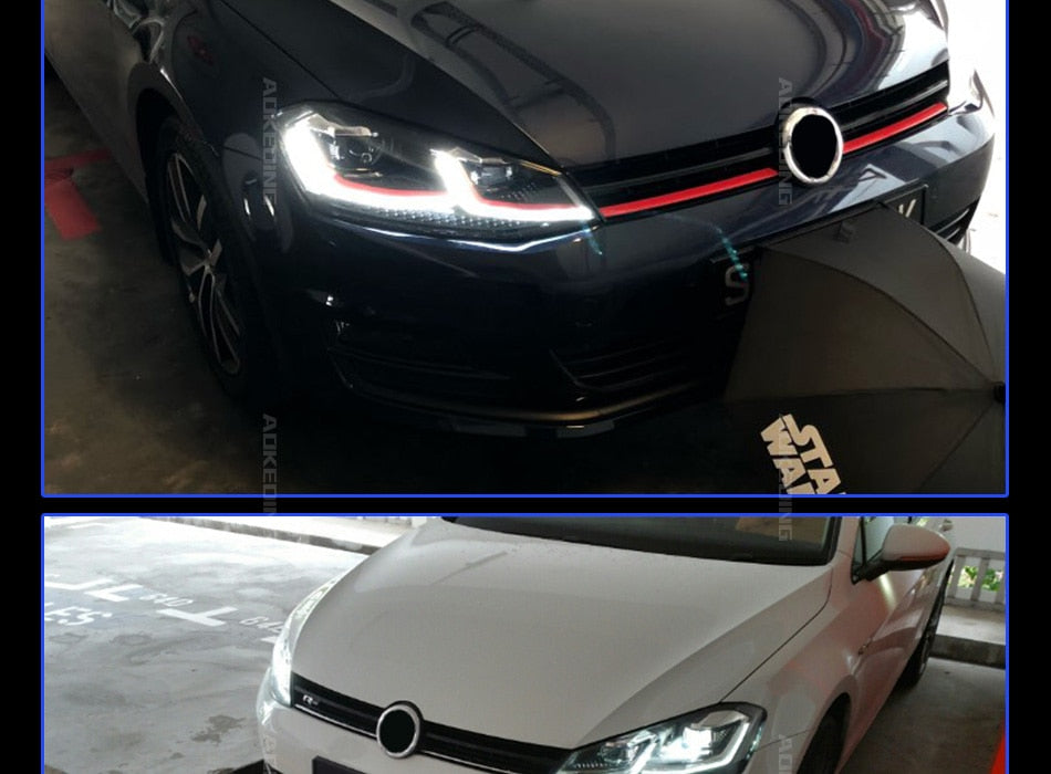 076 - Volkswagen Golf MK7.5 Style Front Headlights With Sequential Indicators Pair For MK7 (Fits 2013 - 2017 Models) - Diversion Stores Car Parts And Modificaions