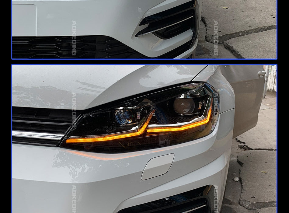 076 - Volkswagen Golf MK7.5 Style Front Headlights With Sequential Indicators Pair For MK7 (Fits 2013 - 2017 Models) - Diversion Stores Car Parts And Modificaions