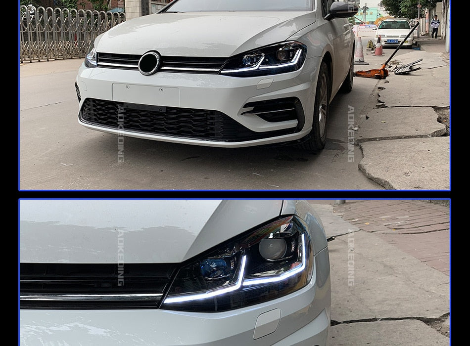 076 - Volkswagen Golf MK7.5 Style Front Headlights With Sequential Indicators Pair For MK7 (Fits 2013 - 2017 Models) - Diversion Stores Car Parts And Modificaions