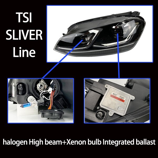 076 - Volkswagen Golf MK7.5 Style Front Headlights With Sequential Indicators Pair For MK7 (Fits 2013 - 2017 Models) - Diversion Stores Car Parts And Modificaions
