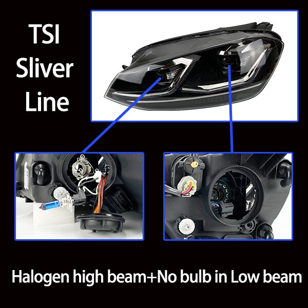 076 - Volkswagen Golf MK7.5 Style Front Headlights With Sequential Indicators Pair For MK7 (Fits 2013 - 2017 Models) - Diversion Stores Car Parts And Modificaions