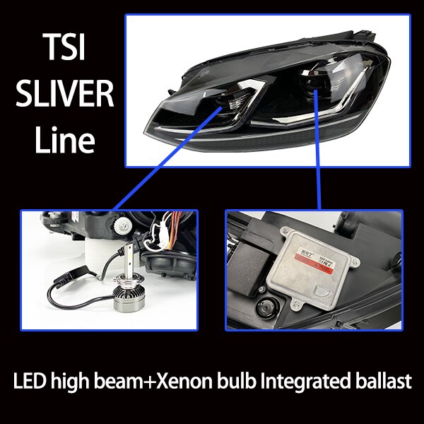 076 - Volkswagen Golf MK7.5 Style Front Headlights With Sequential Indicators Pair For MK7 (Fits 2013 - 2017 Models) - Diversion Stores Car Parts And Modificaions