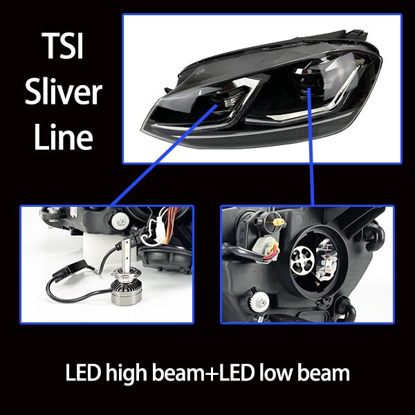 076 - Volkswagen Golf MK7.5 Style Front Headlights With Sequential Indicators Pair For MK7 (Fits 2013 - 2017 Models) - Diversion Stores Car Parts And Modificaions