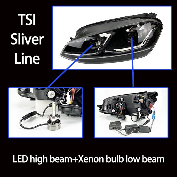 076 - Volkswagen Golf MK7.5 Style Front Headlights With Sequential Indicators Pair For MK7 (Fits 2013 - 2017 Models) - Diversion Stores Car Parts And Modificaions