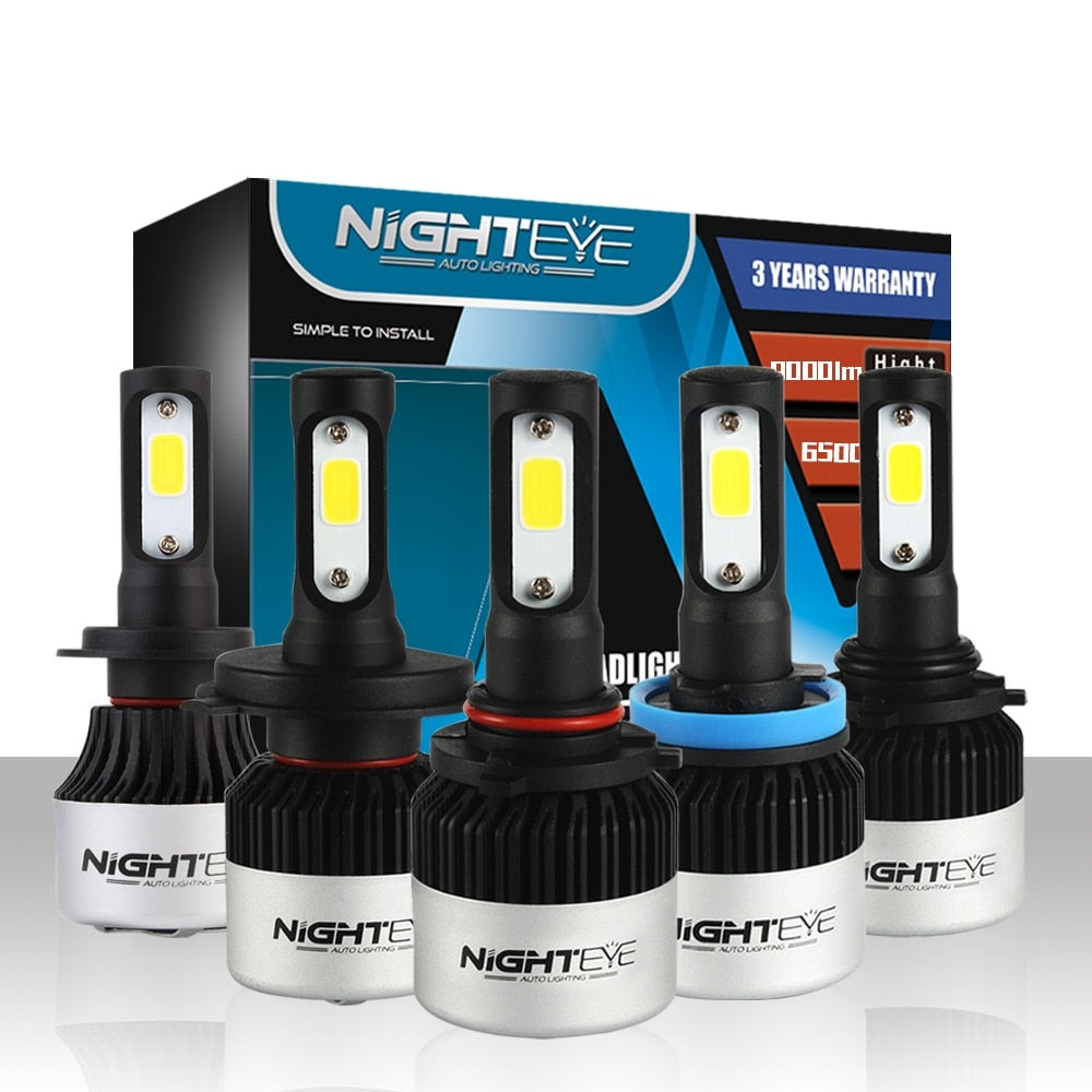 NIGHT EYE 6500K Long Life LED Headlight Bulbs (H7 H4 H8 H9 H11 HB3 9005 HB4 9006