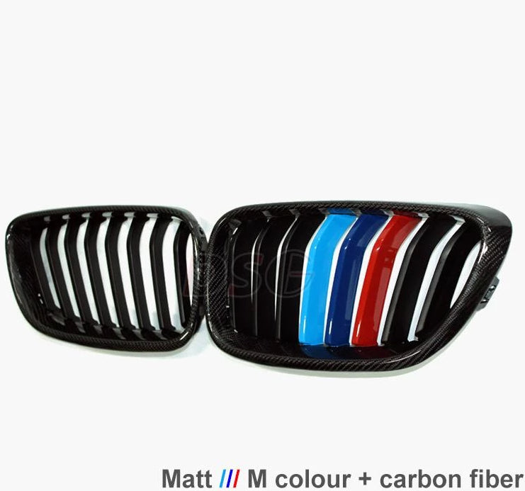 044 - BMW 2 Series Front Carbon Fibre Kidney Grills (2014+ F22 F87 F23) - Diversion Stores Car Parts And Modificaions