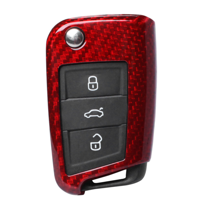 Genuine Red Carbon Fibre Key Cover For Volkswagen/Skoda/SEAT