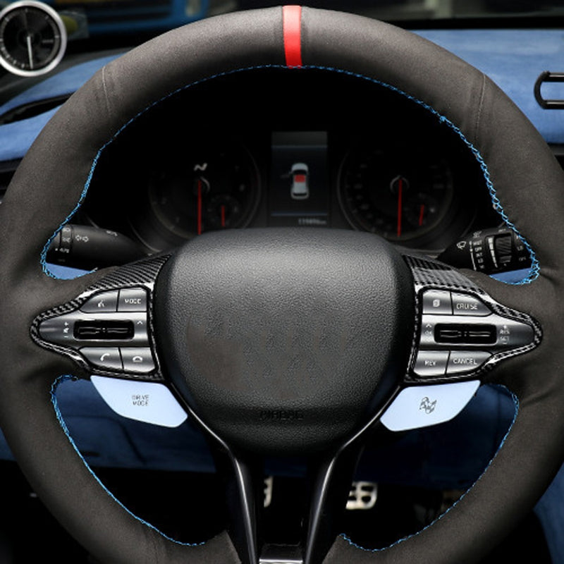 Hyundai i30 / i30N Steering Wheel Carbon Fibre Look Button Trim Cover (2017+ Models)