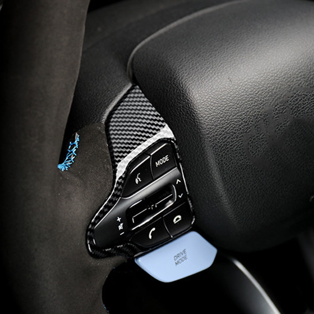 Hyundai i30 / i30N Steering Wheel Carbon Fibre Look Button Trim Cover (2017+ Models)