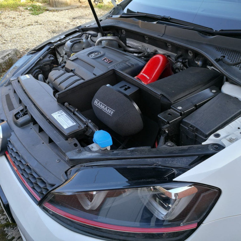 Air Filter & Heat Shield Induction Kit Ramair – Red Intake Hose– VW MK7 Golf GTI & R, Audi A3, S3 8V, Seat Leon Cupra 280 & Skoda Octavia RS