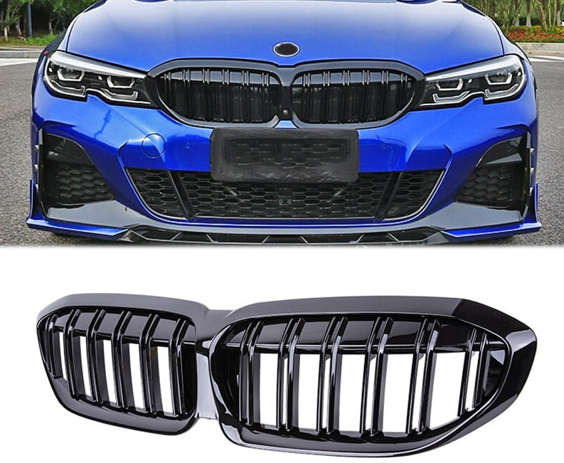 BMW 3 Series G20 G21 Front Kidney Grilles Gloss Black (2019+ Models)