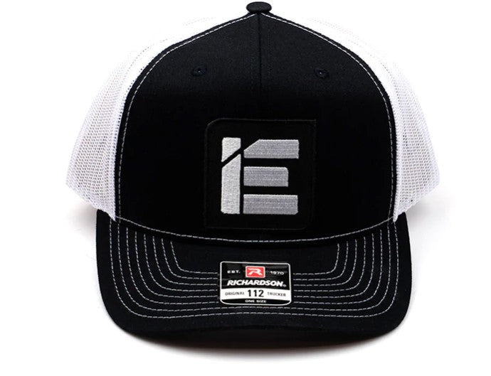IE Twill Snapback Trucker Hat | Classic Black & White | Orange & Kahaki