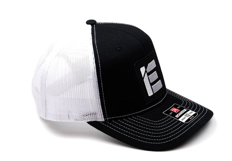 IE Twill Snapback Trucker Hat | Classic Black & White | Orange & Kahaki