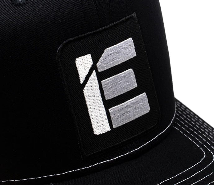 IE Twill Snapback Trucker Hat | Classic Black & White | Orange & Kahaki