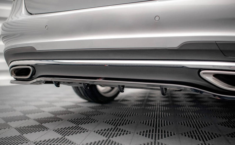 Maxton Design Central Rear Splitter (Vertical Bars) Mercedes E AMG-Line Saloon W212 Facelift (2012-2016)
