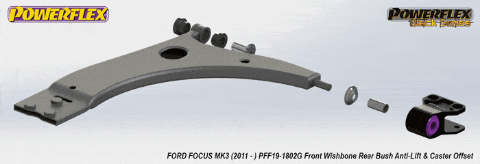 FORD FOCUS ST MK3 FRONT WISHBONE REAR BUSH ANTI-LIFT & CASTER OFFSET