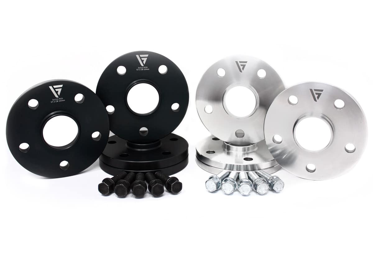 VAGSport Hubcentric 12mm/15mm Wheel Spacer Kits for MQB (5×112 57.1mm) – Silver & Black Anodised - Diversion Stores Car Parts And Modificaions