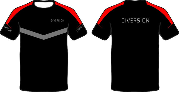 DIVERSION Black / Red Shoulder T-Shirt (Unisex)