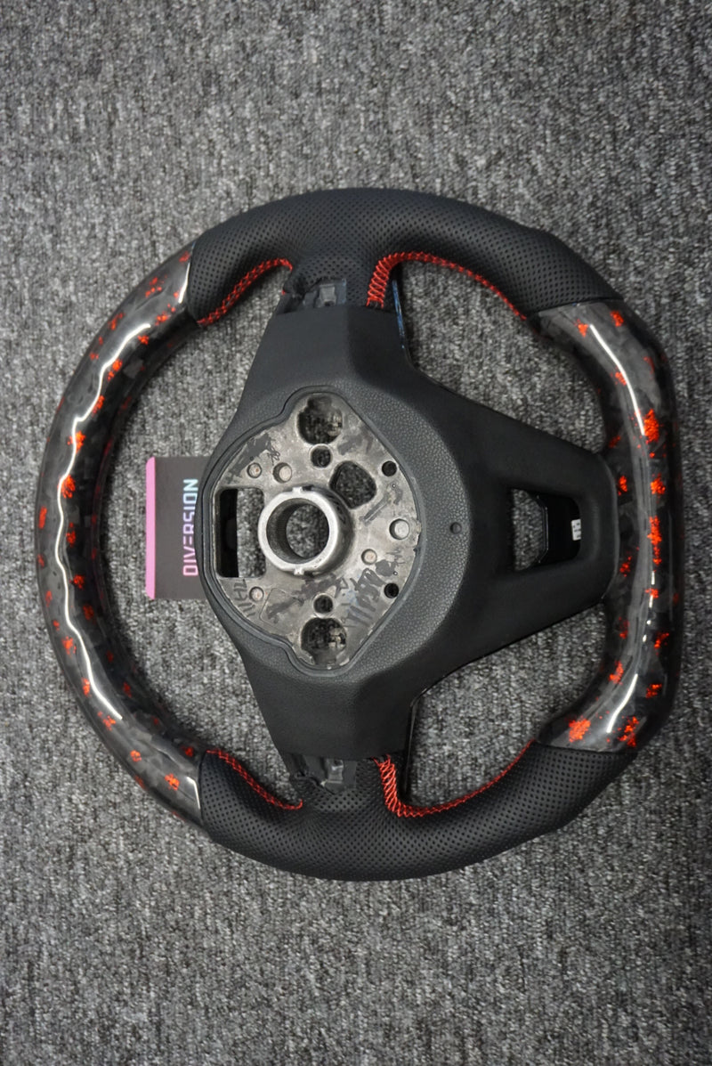 READY TO GO! Transporter T6.1 Forged Carbon Fibre Red Flake Steering Wheel