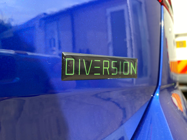 DIVERSION Chrome Green Gel Badge / Self Adhesive (8cm x 2cm)