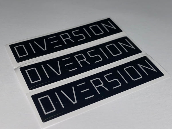 DIVERSION White Gel Badge / Self Adhesive (8cm x 2cm)