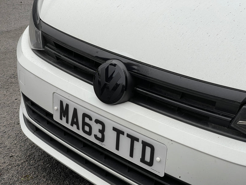 Volkswagen AW Polo MK6 / MK6.5 Black Transparent ACC RADAR Front and Rear Plastic Badge Overlays (2018+ Models)