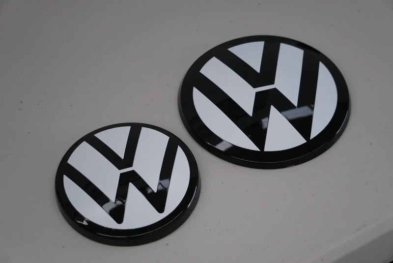 Volkswagen AW Polo MK6 / MK6.5 Black / White ACC RADAR Front and Rear Plastic Badge Overlays (2018+ Models)