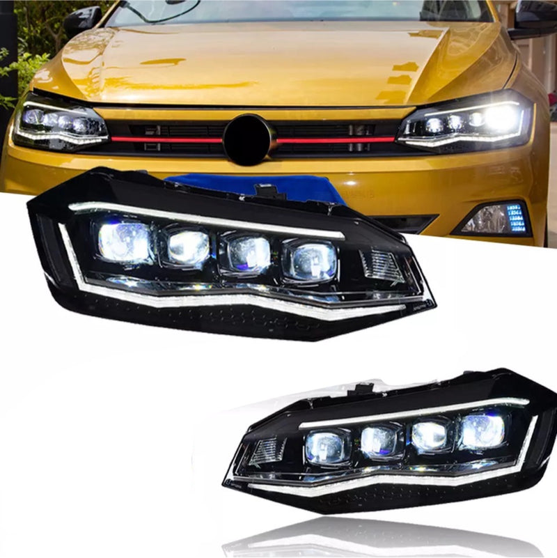 Volkswagen Polo MK6 AW Chiron Style All LED Headlights With Light Show And Dynamic Indicators (2018 - 2022) (All LED Light Show Headlight)
