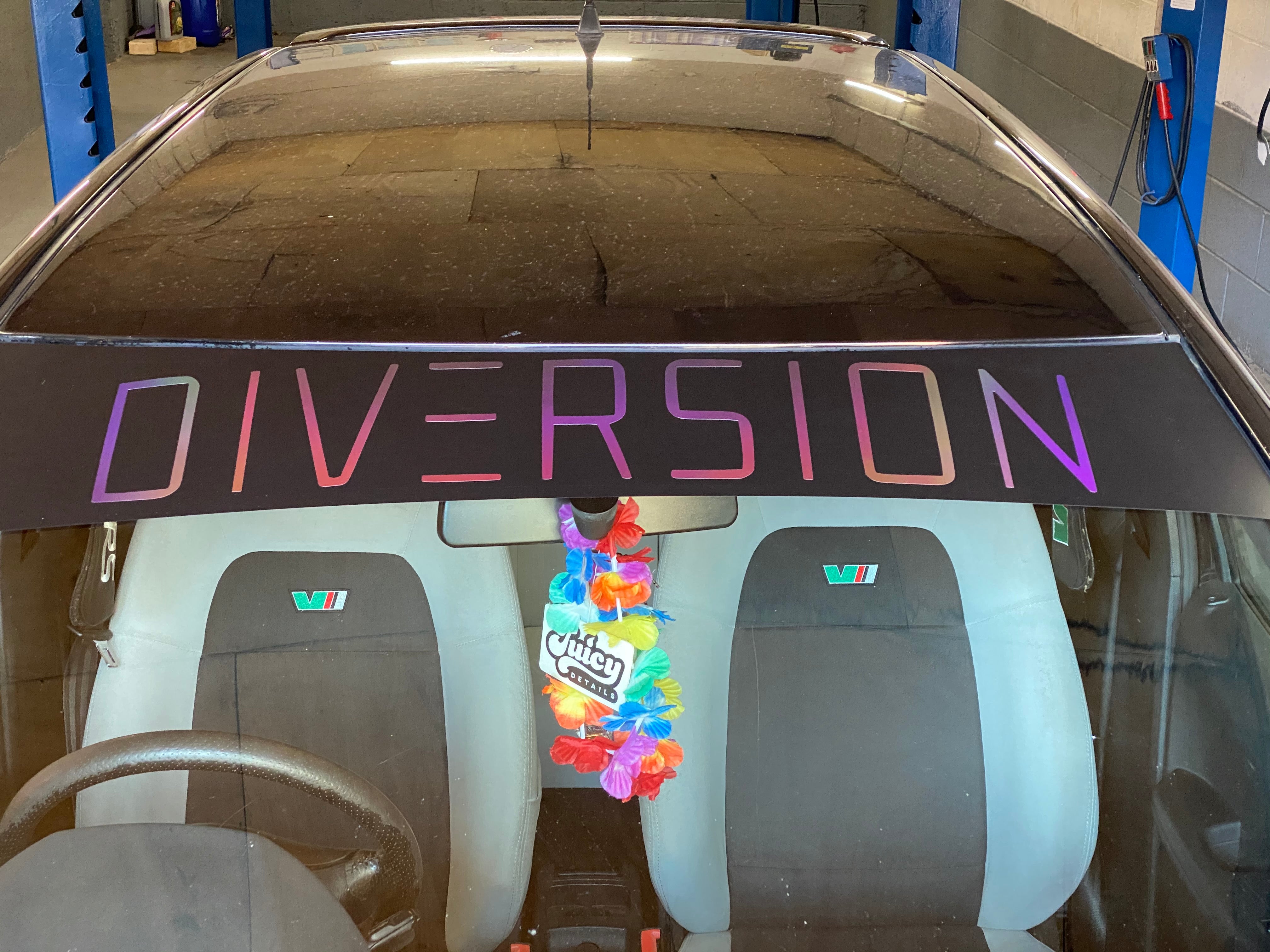 DIVERSION Sun Strip / Window Banner (BLACK OIL SLICK/MULTICOLOURED)