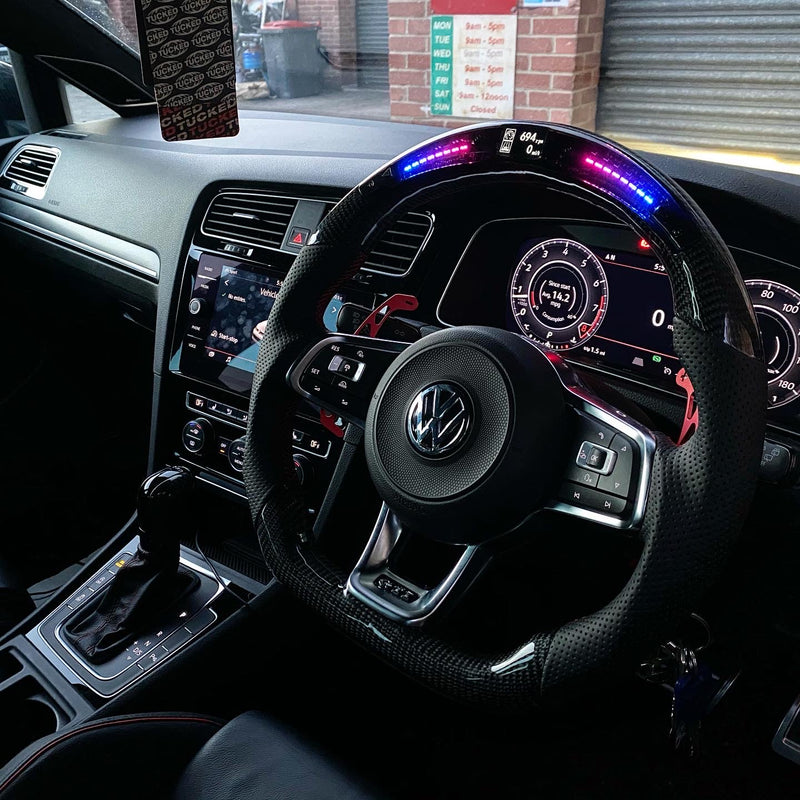 Volkswagen Polo 6C GTI / GT / R Line LED Display Carbon Fibre Steering Wheel (LED CUSTOM / 2014 - 2017 Models)