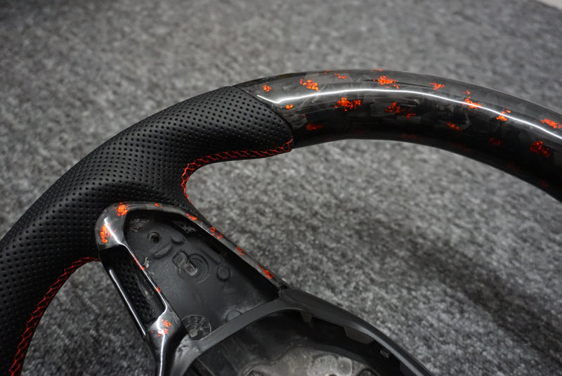 READY TO GO! Transporter T6.1 Forged Carbon Fibre Red Flake Steering Wheel